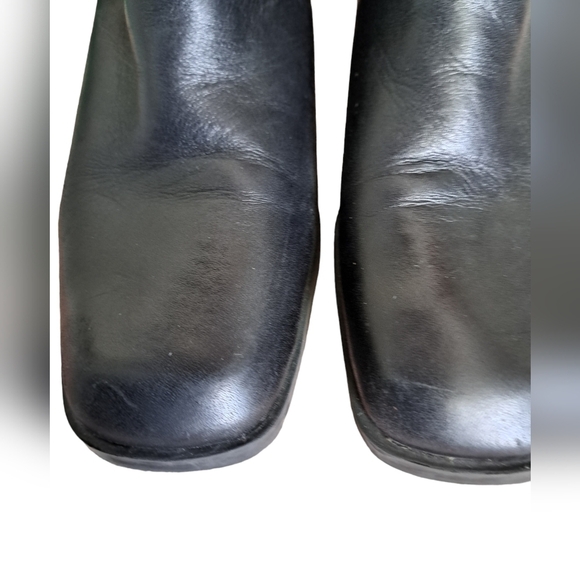 NINE WEST leather booties buckle elastic comfort ankle boots block heel black 6 - Picture 10 of 10